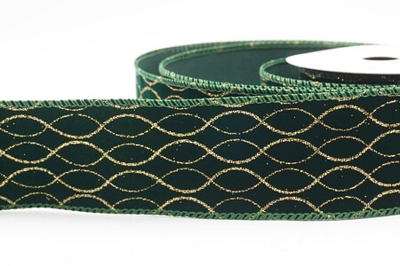 Groen glitterlint met ogee-raster en draad_KW0469GC-3-127